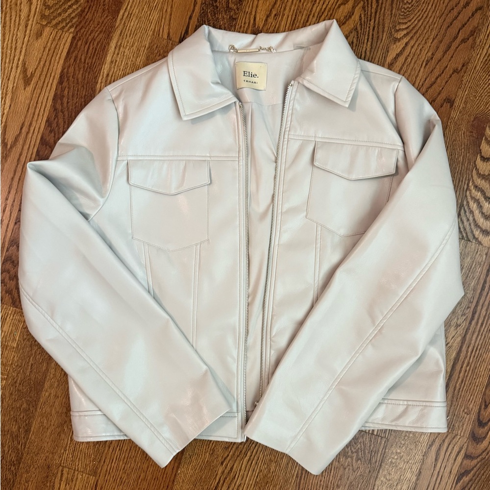 Elle Women's Cream Faux Leather Jacket